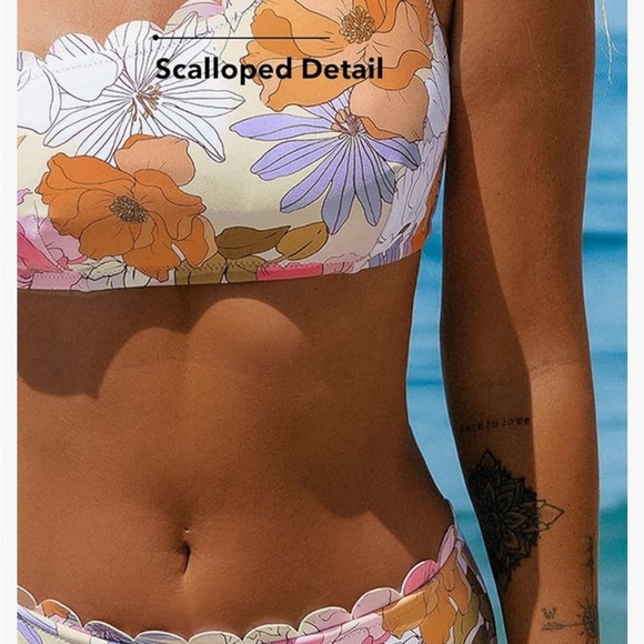 Cupshe Floral One-Shoulder Bikini set Sz S nwt, 012 - Picture 4 of 6